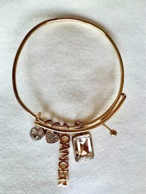 Astrology/Zodiac Expandable Bangle Charm Bracelet Cancer Gold Tone 8" Adjustable